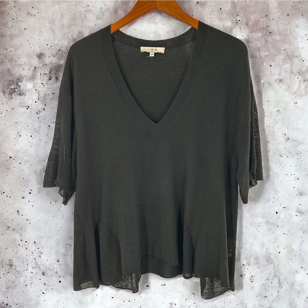 IRO Black Lightweight Viscose/Wool Boxy Knit Top Size XS Sweater